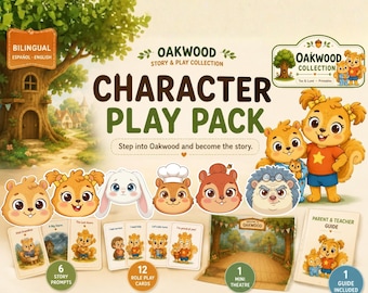 Bilingual Character Play Pack | Teo & Lumi Masks, Storytelling Activities (PDF Download)