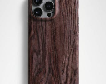Étui pour iPhone en cuir PU grain de bois : housse de protection tout compris à rayures