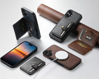 Étui portefeuille en cuir pour iPhone avec support pour cartes MagSafe