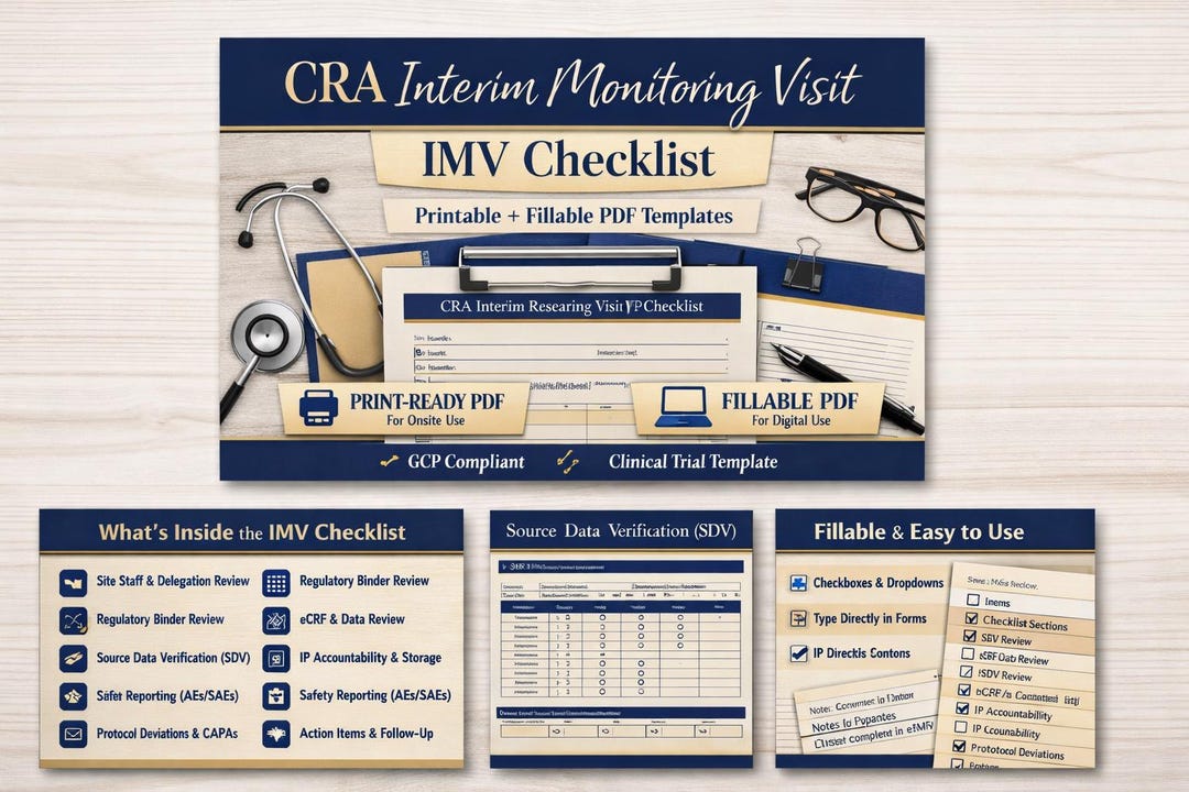 CRA Interim Monitoring Visit Checklist | IMV Template | Print Ready PDF ...