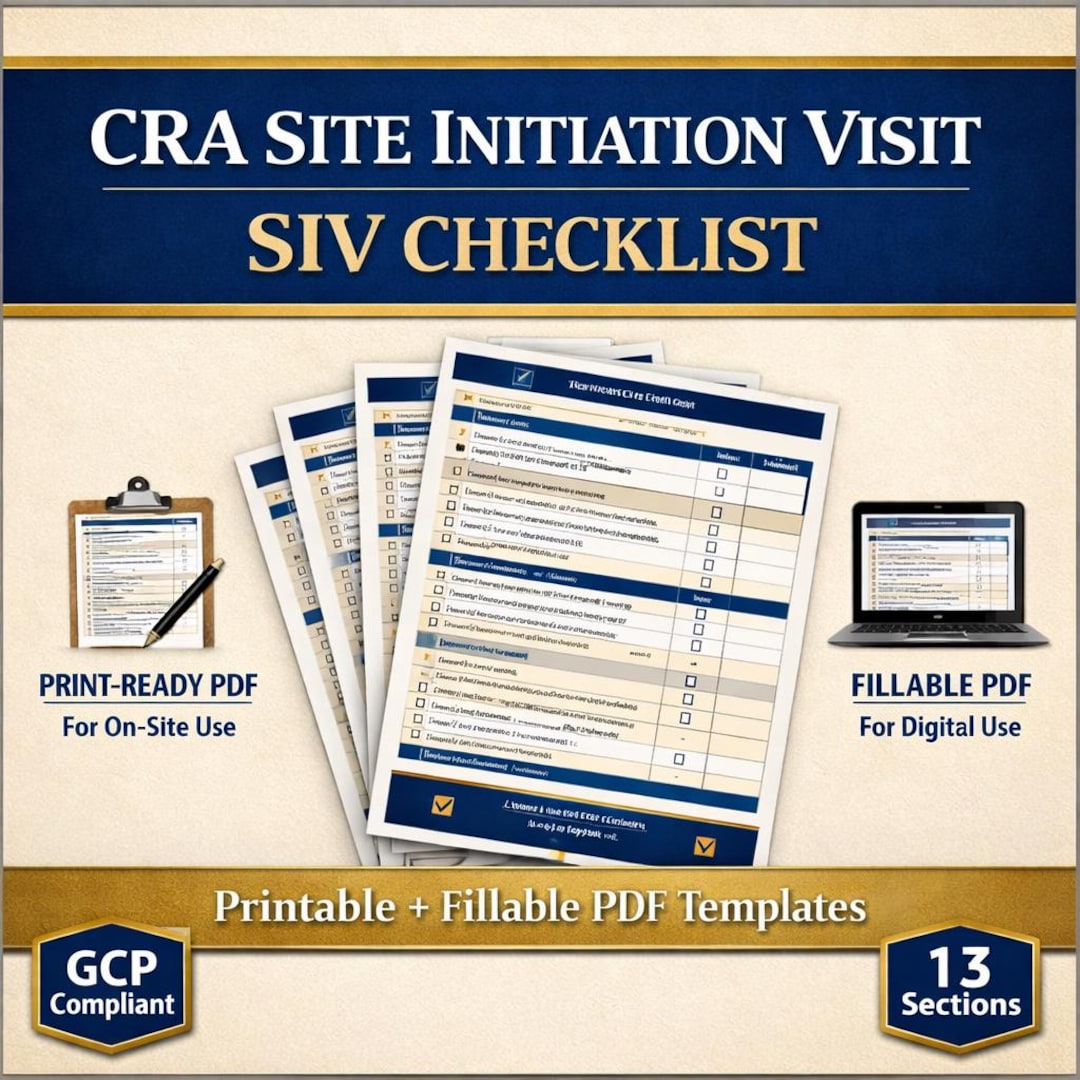CRA Site Initiation Visit Checklist | SIV Template | Print Ready ...