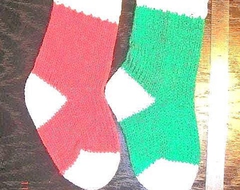 Hand Knit Christmas Ornament Socks, 6" Mini
