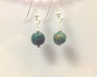 Gemstone Stick Earrings, Silver Wire Dangle Earrings