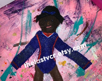 Handmade felt doll African American gymnast Olympics Jordan Chiles