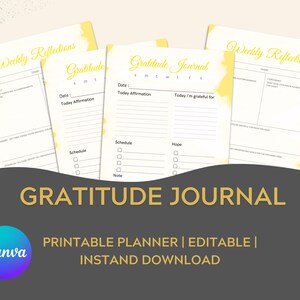 Dankbarkeit Dankbarkeit Journal | Affirmationen | Positive Einstellung | Bearbeitbarer Dankbarkeits-Planer | Herunterladbarer Planer