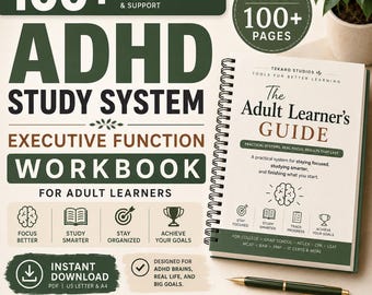 ADHD Study System Workbook | Executive Function Guide for Adult Learners (PDF Download)