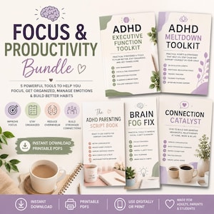 Pack productivité TDAH | Boîtes à outils Executive Function, Focus, Meltdown (téléchargement numérique)