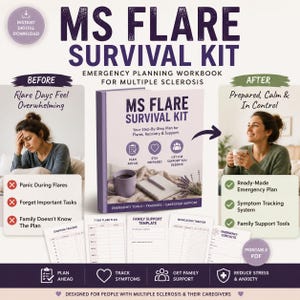 Kit de survie en cas de poussée de SEP | Planificateur d'urgence SEP-RR, Suivi des symptômes (Téléchargement numérique)