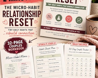 Couples Relationship Workbook | 30 Day Couples Challenge | 2 Minute Connection Reset | Marriage Workbook PDF