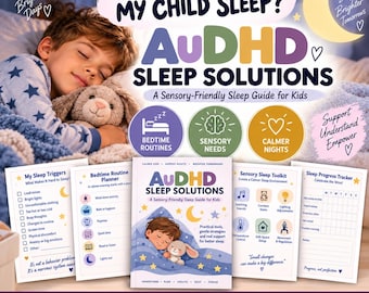 AuDHD Sleep Solutions | Sensory Bedtime Guide for Autistic + ADHD Kids | Neurodivergent Sleep Workbook | Routine, Wind-Down | Printable PDF