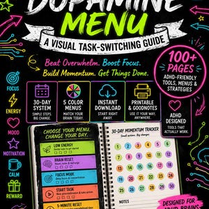 ADHD Dopamine Menu Workbook | Executive Function Planner | Printable ADHD Planner | GoodNotes PDF | Digital Download
