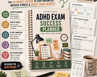 ADHD Exam Success Planner | College Exam Planner, Study Schedule, Assignment Tracker & Executive Function Printable PDF