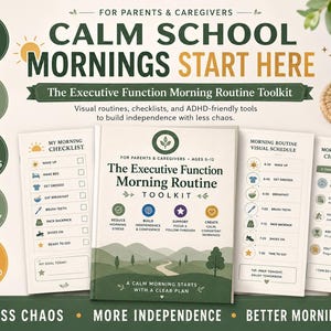 Executive Function Morning Routine Toolkit for Kids | ADHD Routine Charts | Visual Checklist | School Morning Planner | Ages 5-13