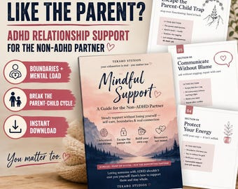 Non ADHD Partner Workbook | ADHD Relationship Help | Couples Communication, Boundaries, Resentment & Mental Load Guide | Printable PDF