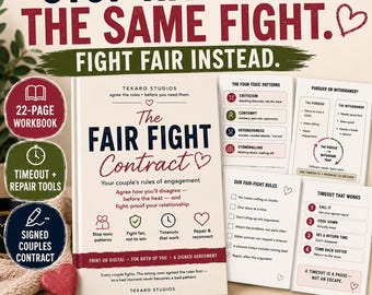 Fair Fight Contract for Couples | Conflict Resolution Workbook | Marriage Communication | Relationship Printable | Digital Download