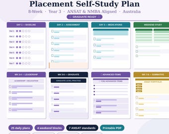 Piano di autoapprendimento per il tirocinio clinico degli studenti di infermieristica / 8 settimane, anno 3, ANSAT NMBA Australia, PDF stampabile