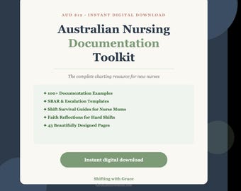 Kit di strumenti per la documentazione infermieristica australiana / Oltre 100 esempi di cartelle cliniche / Modelli SBAR / Infermiere neolaureato / PDF stampabile