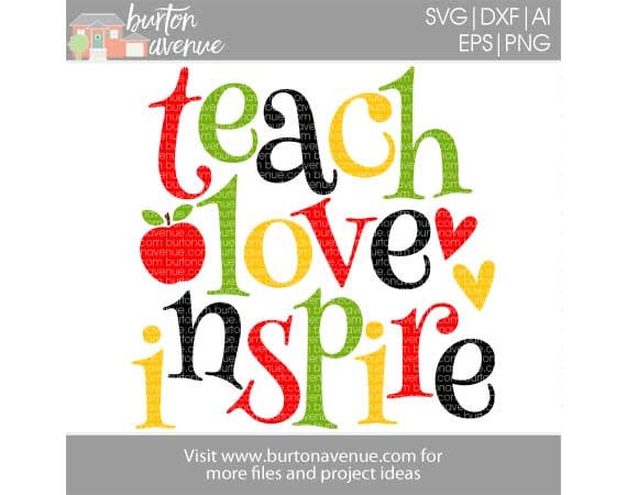 Download Teach Love Inspire Svg File Teacher Svg File Svg Teaching Etsy