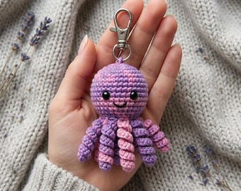 Crochet Octopus Keychain Pattern PDF, Amigurumi Octopus Bag Charm, Beginner Crochet Pattern, Mini Octopus Crochet Pattern PDF