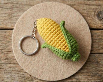 Crochet Vegetable Keychain Pattern, Corn Keychain Crochet PDF Pattern, Handmade Gift Pattern, Crochet Corn Charm Pattern PDF