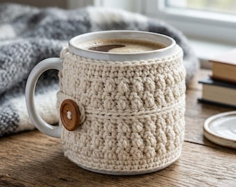 Crochet Mug Cozy Pattern PDF, Easy Crochet Coffee Cozy DIY Pattern, Easy DIY Crochet Gift, Easy Handmade Crochet Design