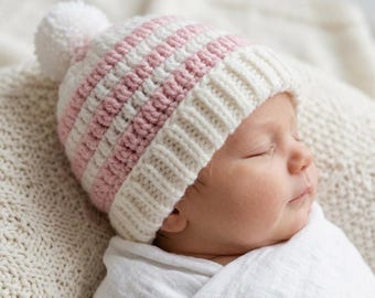 Easy Crochet Baby Hat Pattern PDF, Handmade Baby Shower Gift Idea, Baby Winter Hat Pattern, Soft Baby Hat Pattern,