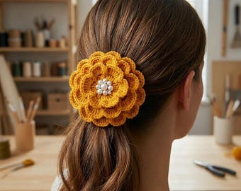 Crochet Marigold Hair Flower Pattern PDF, Handmade Marigold Hair Flower Crochet Pattern, Crochet Marigold Blossom Pattern PDF,