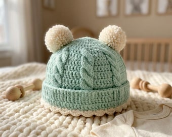 Hat Crochet Pattern PDF, Baby Shower Gift Idea, Newborn Hat Crochet Pattern, Crochet Baby Winter Hat Pattern, Easy Baby Hat Crochet Pattern