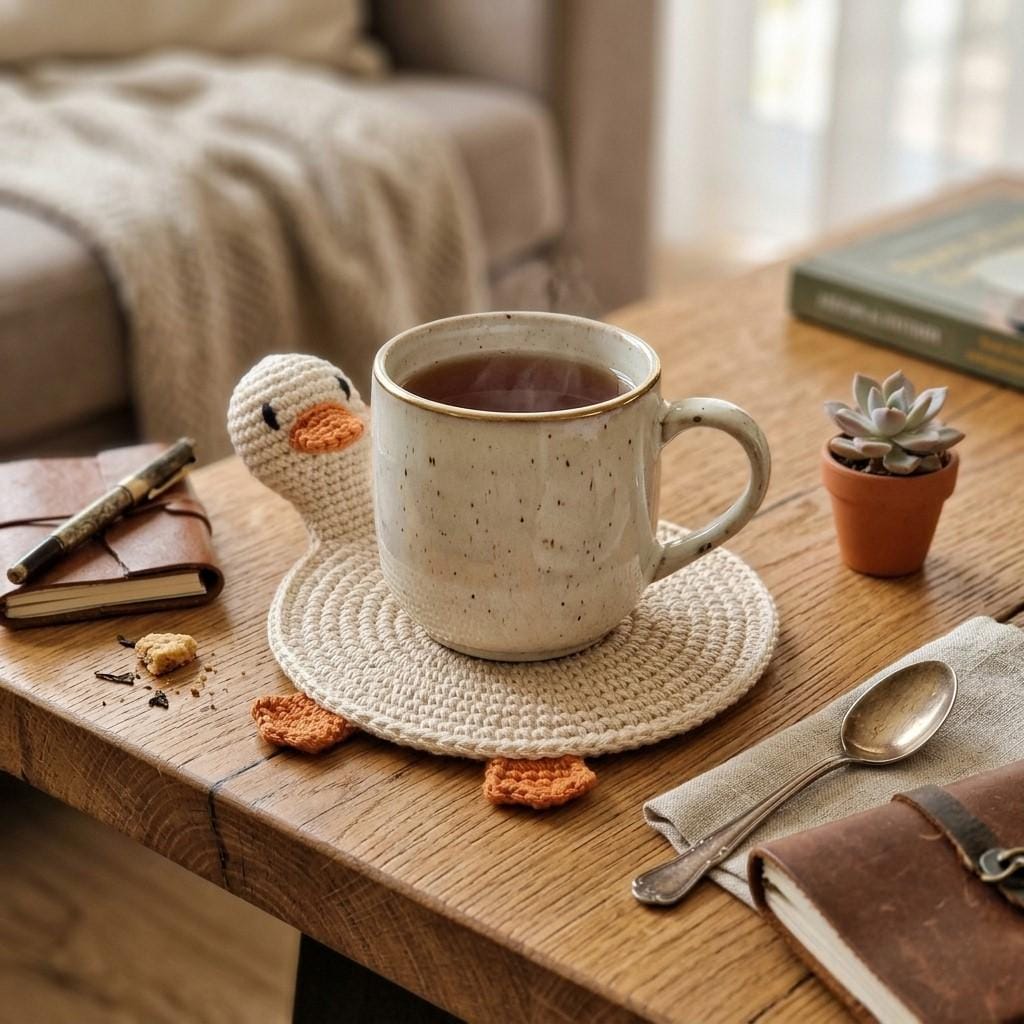 30 Creative Paper Crochet Ideas for Playful Blankets, Decor, and Amigurumi Patterns 16 Crochet Goose Coaster Pattern PDF