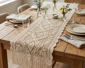 Farmhouse Crochet Table Runner Pattern PDF, Crochet Table Runner PDF Pattern, Mosaic Table Runner Crochet Pattern,