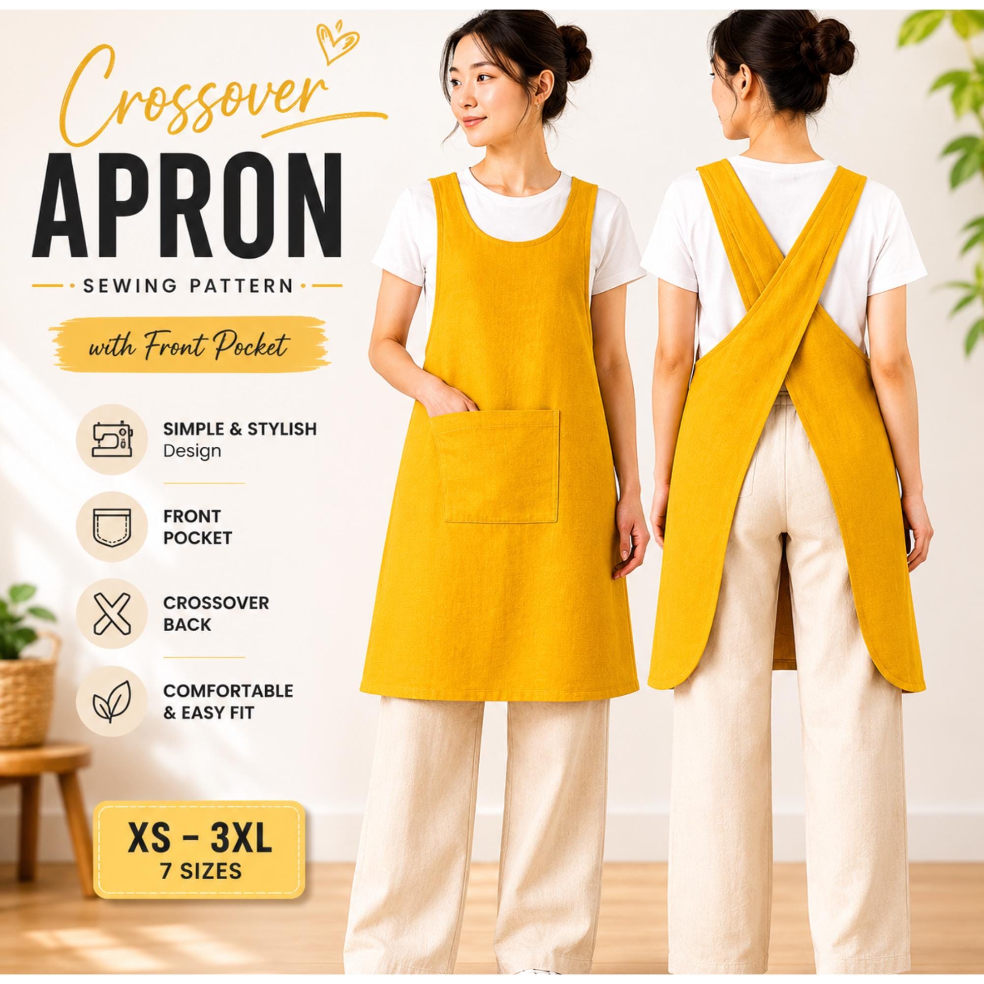 Wrap Around Pinafore Apron Pattern - Etsy