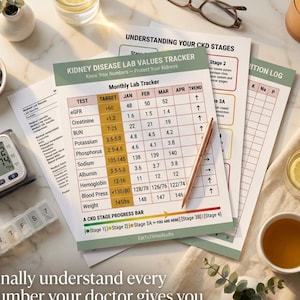 Kidney Disease Lab Tracker Printable PDF, CKD Blood Test Log, Renal Lab Values Journal, eGFR Creatinine Tracker Instant Download