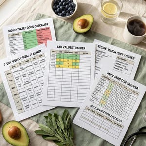 Kidney Disease Wellness Kit Printable PDF, Complete CKD Renal Diet Bundle, Symptom Tracker Meal Planner Recipe Guide Instant Download