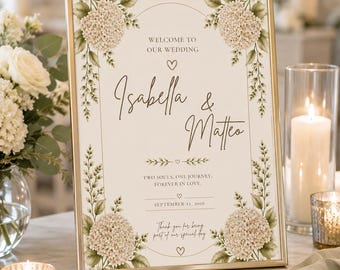 Personalized Digital Wedding Welcome Sign | Affiche Numérique Mariage | Cartel Digital Bienvenida Boda Annabelle