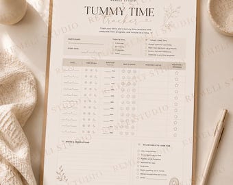 Tummy Time Tracker Printable | Baby Milestone Log | Instant Download PDF