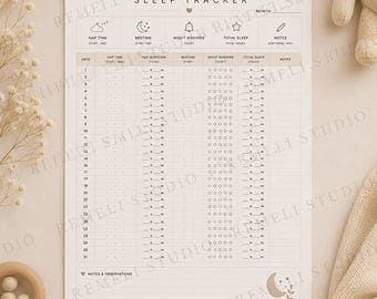 Baby Sleep Tracker | Minimalist Newborn Log (PDF Download)