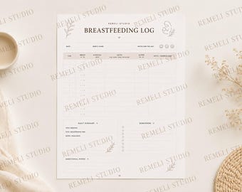 Breastfeeding Tracker Printable | Neutral Baby Feeding Log PDF | Minimalist Breastfeeding Planner | A4 & US Letter