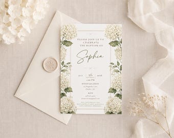 Editable Baptism Invitation Template | Invitation Baptême Modifiable | Invitación de Bautizo Editable Canva | FR EN ES