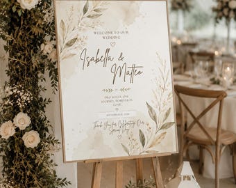 Personalized Printed Wedding Welcome Sign | Willow Wedding Sign | Affiche de bienvenue mariage imprimée | Cartel de bienvenida boda