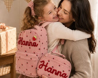 Personalisiertes Kinderrucksack-Set mit Namen, Cord Rucksack & Lunchbag für Kita