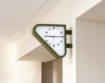 Op Seiko geïnspireerde dubbelzijdige stationsklok uit de jaren 70 - retro wandklok - modern decor halverwege de eeuw - 3D-geprinte industriële klok - vintage stijl