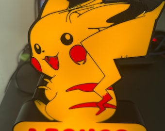 Lampada LED personalizzata di Pikachu / Luce notturna con nome personalizzato / Decorazione per sala giochi