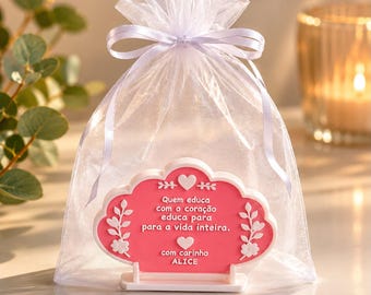 Set di 8 targhe regalo personalizzate per insegnanti – Messaggi di ringraziamento personalizzati – Fine dell'anno scolastico