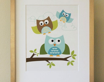 Owl . Baby Nursery Wall Art .  Children Wall Art