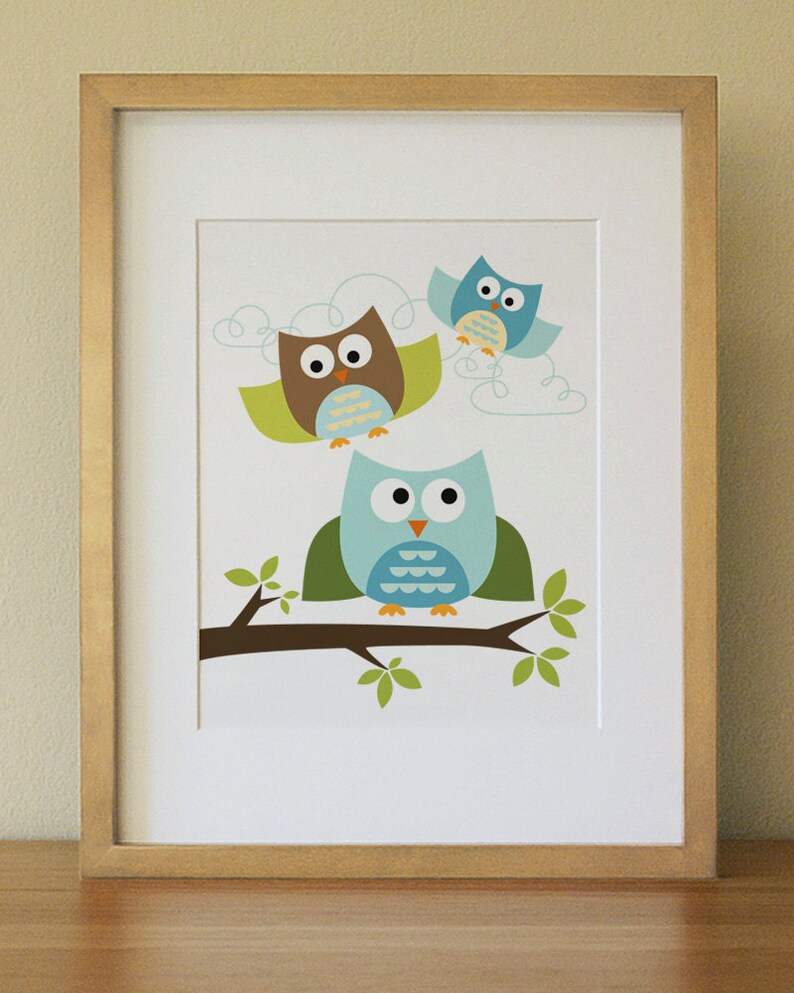 Owl . Baby Nursery Wall Art . Children Wall Art Etsy