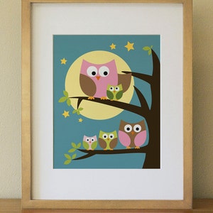 Owl . Baby Nursery Wall Art . Children Wall Art image 1