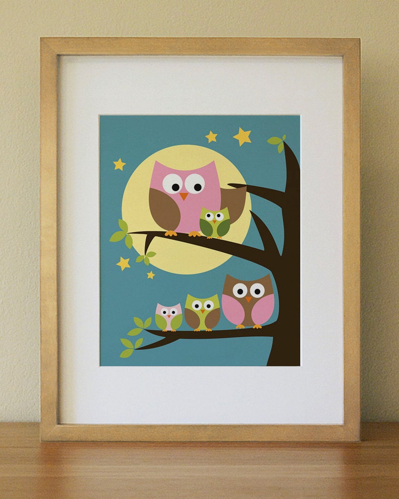 Owl . Baby Nursery Wall Art . Children Wall Art image 1