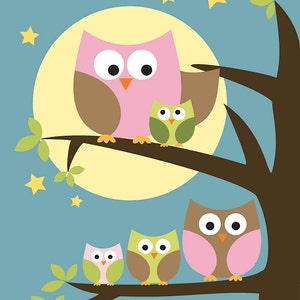 Owl . Baby Nursery Wall Art . Children Wall Art image 2