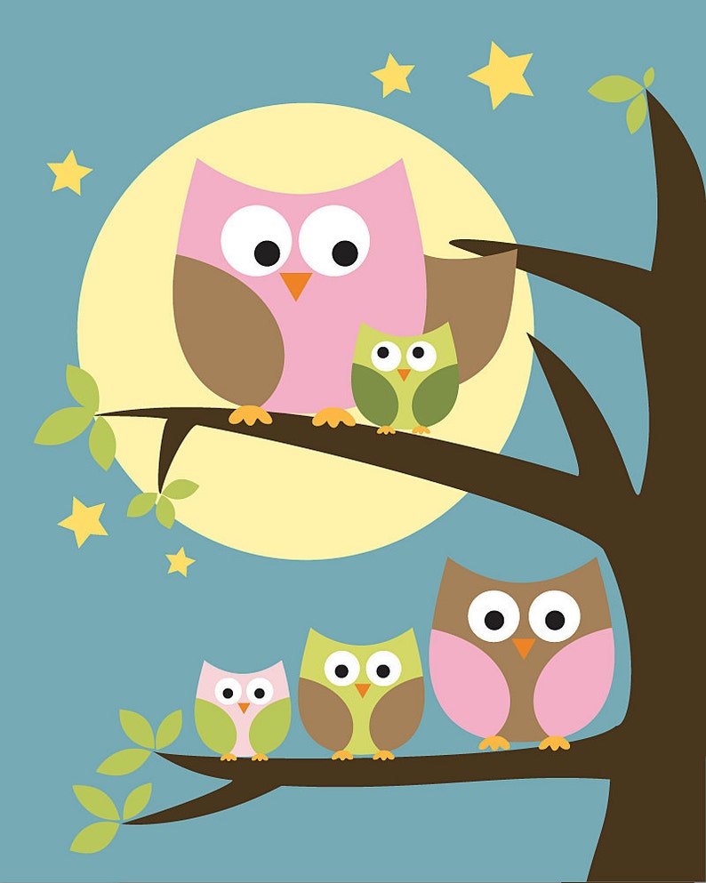 Owl . Baby Nursery Wall Art . Children Wall Art image 2