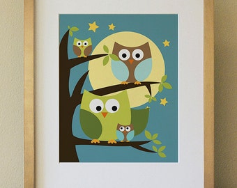 Owl . Baby Nursery Wall Art . Children Wall Art